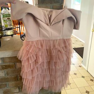 Off the shoulder dressy dress.